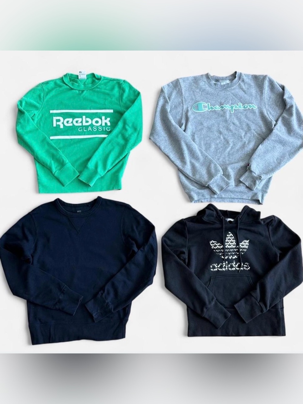 Women’s XS Sweatshirt & Hoodie Bundle Adidas Champion Reebok 4 Pc